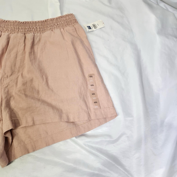 Gap Women’s Linen Blend Pull On Shorts Pink Elastic Waist Size XXL Casual - Picture 3 of 11